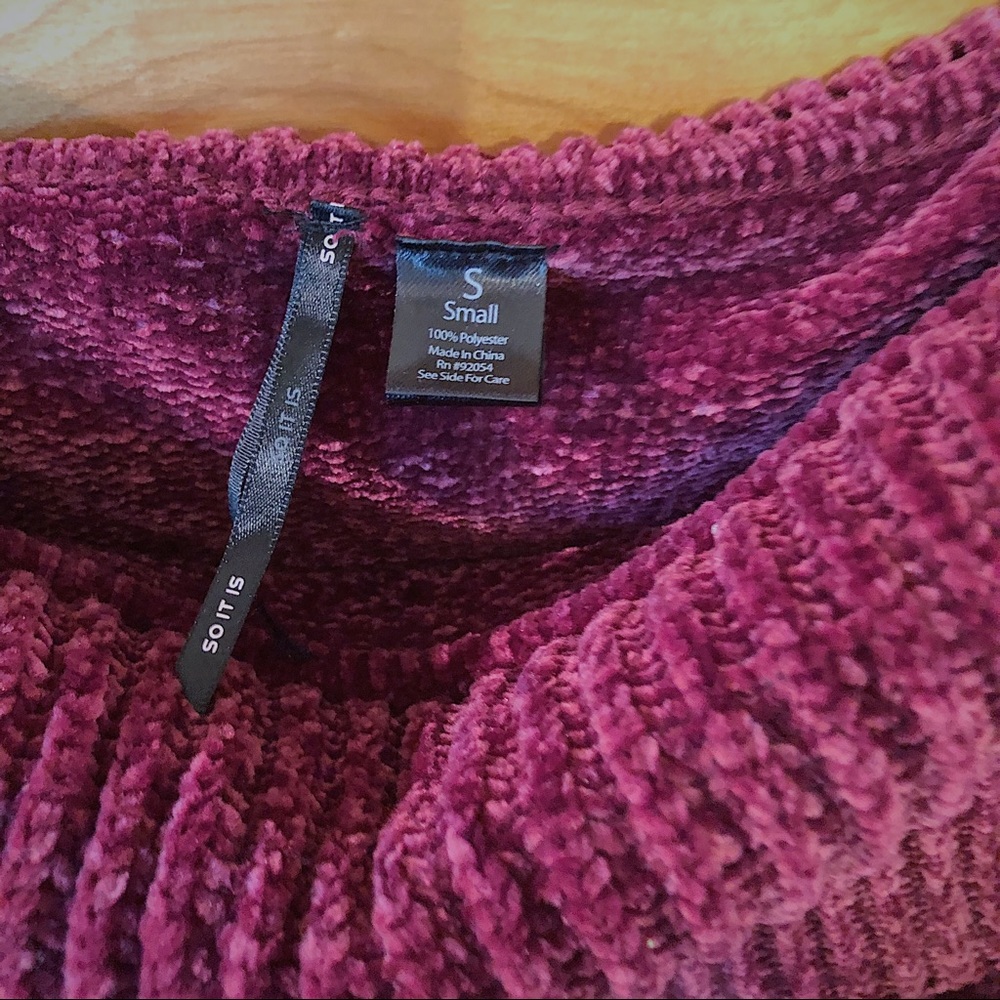 SO IT IS- off the shoulder soft burgundy sweater - Picture 4 of 5
